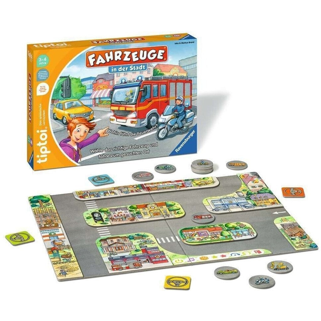 Ravensburger tiptoi Spiel 00127 Fahrzeuge in der Stadt - Lernspiel ab 3 Jahren, lehrreiches Zuordnungsspiel für Jungen und Mädchen, für 1-4 Spieler