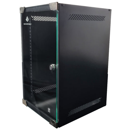 Rockstable 10 Zoll, 4 bis 15HE Serverschrank, Netzwerkschrank, (BxT) 280x310, Glastür, Nicht vormontiert - RS10-3304 - 4260714310956 - Brocon Shop