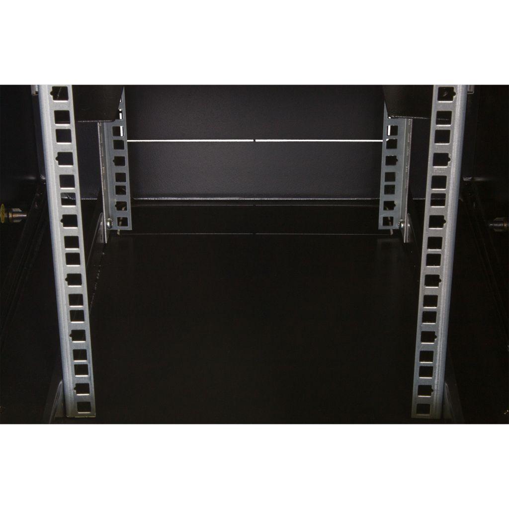 Rockstable 10 Zoll Serverschrank, Netzwerkschrank 6HE - Wandmontage - (BxTxH) 370x450x370mm mit Glastür - Schwarz - Abschließbar - Vormontiert - Traglast 60kg - RS10-3406 - 4260714311755