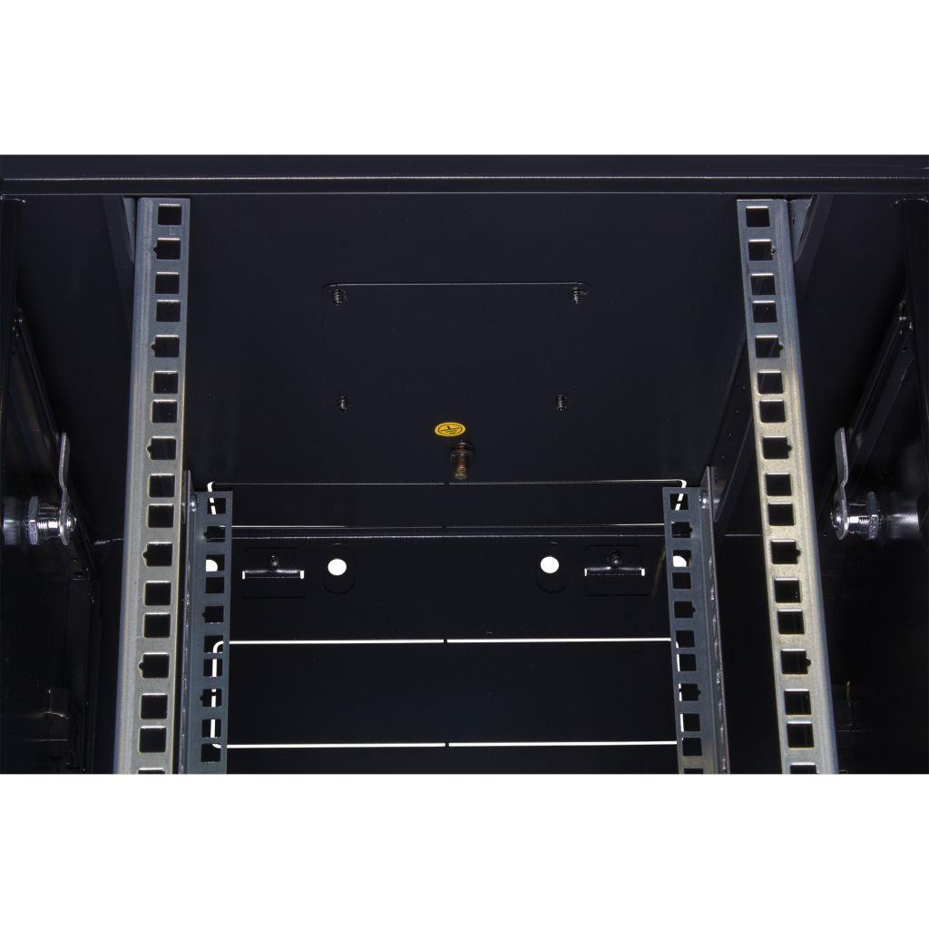 Rockstable 15HE Netzwerkschrank, Serverschrank - 10 Zoll Wandmontage - (BxTxH) 370x450x770mm mit Glastür - Schwarz - Abschließbar - Vormontiert - Traglast 60kg