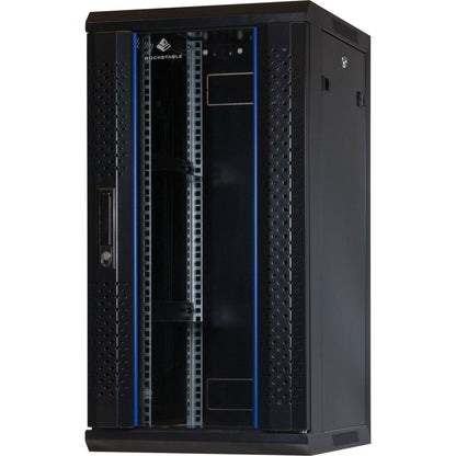 Rockstable 15HE Netzwerkschrank, Serverschrank - 10 Zoll Wandmontage - (BxTxH) 370x450x770mm mit Glastür - Schwarz - Abschließbar - Vormontiert - Traglast 60kg
