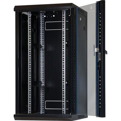 Rockstable 15HE Netzwerkschrank, Serverschrank - 10 Zoll Wandmontage - (BxTxH) 370x450x770mm mit Glastür - Schwarz - Abschließbar - Vormontiert - Traglast 60kg