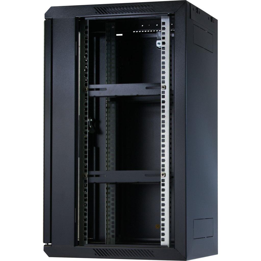 Rockstable 15HE Netzwerkschrank, Serverschrank - 10 Zoll Wandmontage - (BxTxH) 370x450x770mm mit Glastür - Schwarz - Abschließbar - Vormontiert - Traglast 60kg