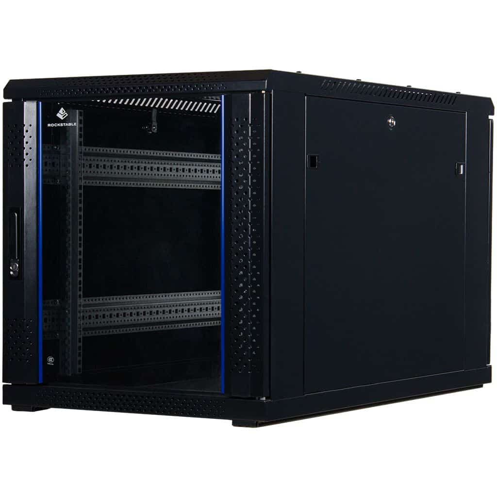 Rockstable 12HE 19 Zoll Serverschrank Netzwerkschrank mit Glastür - Schwarz - RS19-6012 - 4260714310338 - Brocon Shop