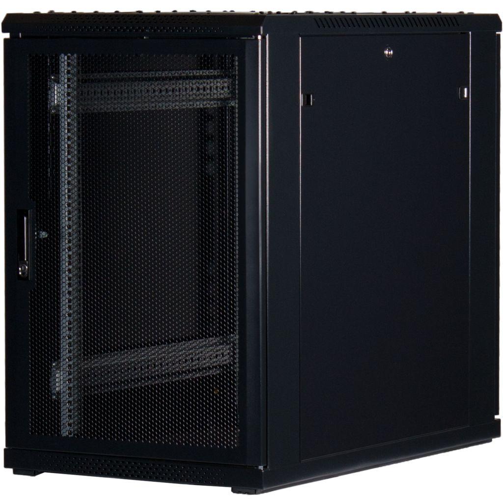 Rockstable 18HE 19 Zoll Serverschrank Netzwerkschrank mit perforierten Türen - Schwarz - Brocon Shop
