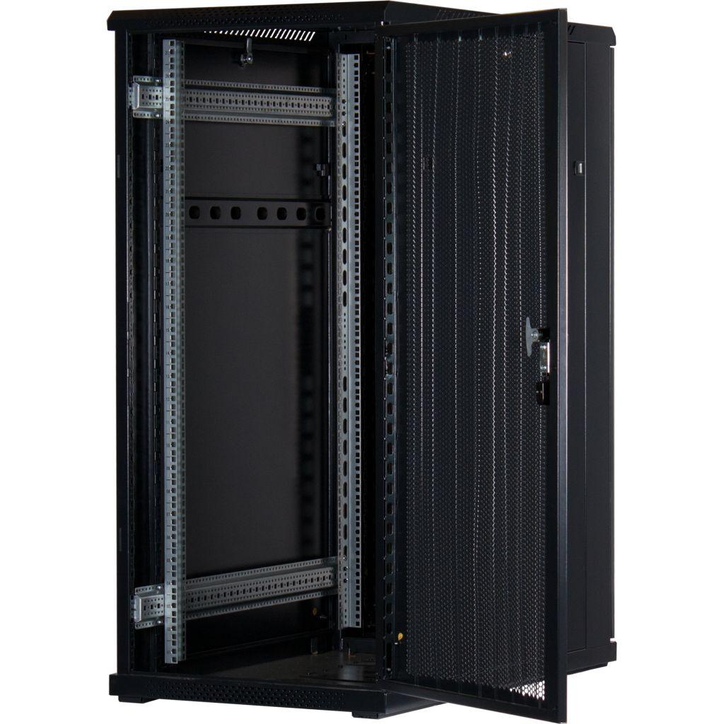 Rockstable 19 Zoll Serverschrank | Netzwerkschrank  27HE 600x1000x1400mm (BxTxH) | RS19-6027PP | perforierte Tür