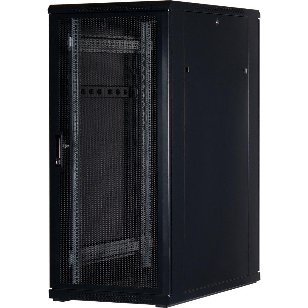 Rockstable 19 Zoll Serverschrank | Netzwerkschrank  27HE 600x1000x1400mm (BxTxH) | RS19-6027PP | perforierte Tür