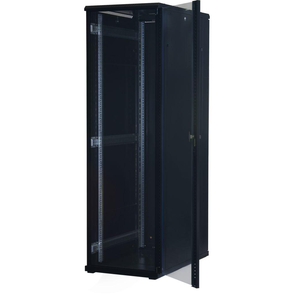 Rockstable 19 Zoll Serverschrank | Netzwerkschrank  42HE 600x1000x2000mm (BxTxH) | RS19-6042 | Glastür