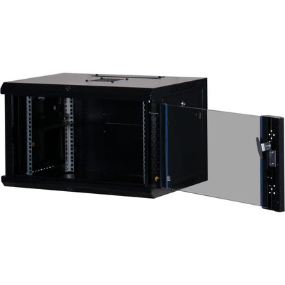 Rockstable 6HE Netzwerkschrank, Serverschrank - 19 Zoll Wandmontage - (BxTxH) 600x440x370mm mit Glastür - Schwarz - Abschließbar - Vormontiert - Traglast 60kg B-Ware