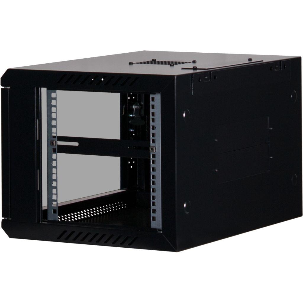 Rockstable 6HE Netzwerkschrank, Serverschrank - 19 Zoll Wandmontage - (BxTxH) 600x440x370mm mit Glastür - Schwarz - Abschließbar - Vormontiert - Traglast 60kg B-Ware