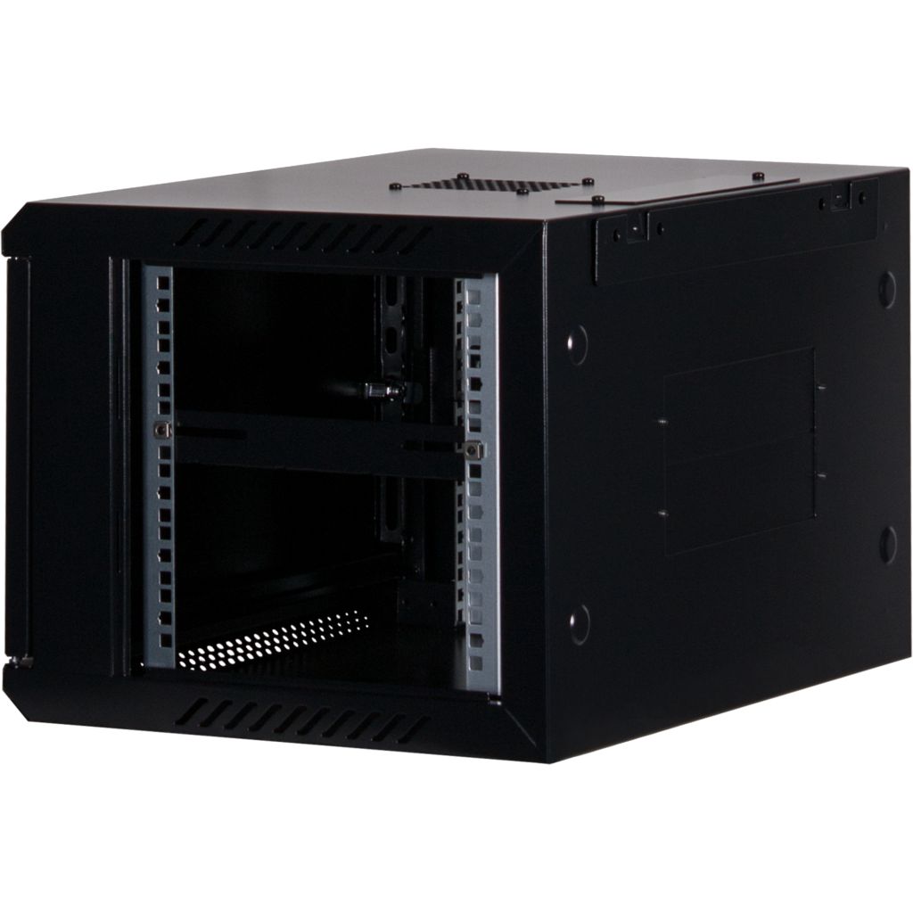 Rockstable 6HE Netzwerkschrank, Serverschrank - 19 Zoll Wandmontage - (BxTxH) 600x440x370mm mit Stahltür - Schwarz - Abschließbar - Vormontiert - Traglast 60kg
