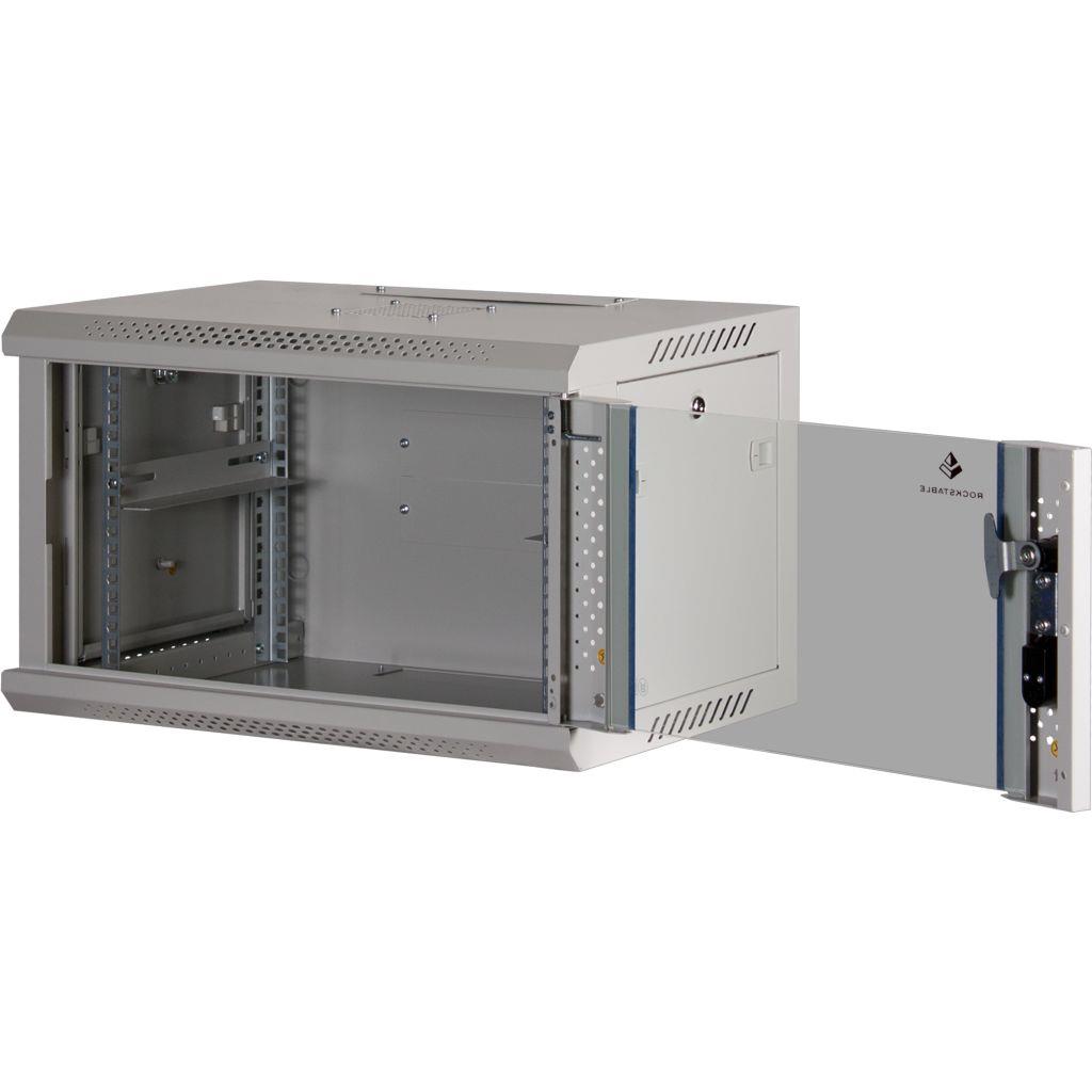 Rockstable 6HE Netzwerkschrank, Serverschrank - 19 Zoll Wandmontage - (BxTxH) 600x440x370mm mit Glastür - Weiß - Abschließbar - Vormontiert - Traglast 60kg
