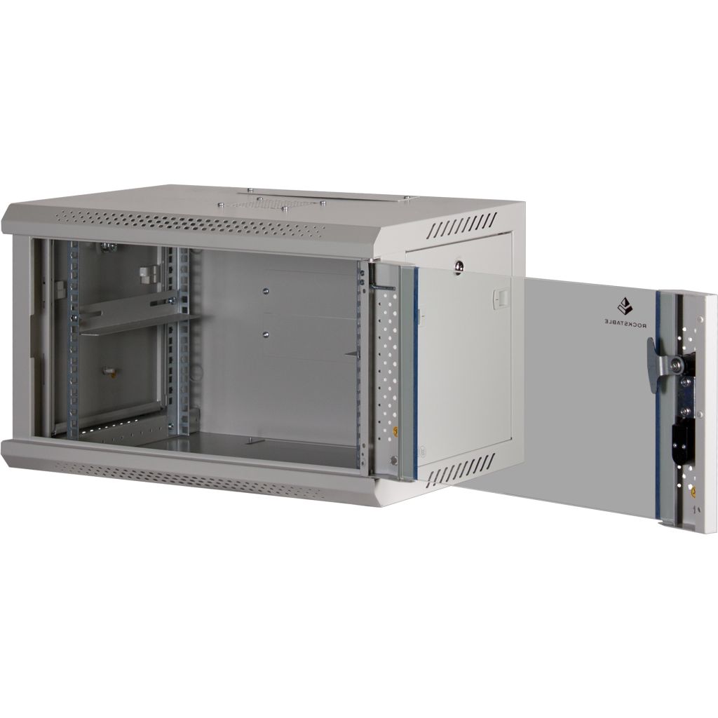 Rockstable 6HE Netzwerkschrank, Serverschrank - 19 Zoll Wandmontage - (BxTxH) 600x440x370mm mit Glastür - Weiß - Abschließbar - Vormontiert - Traglast 60kg