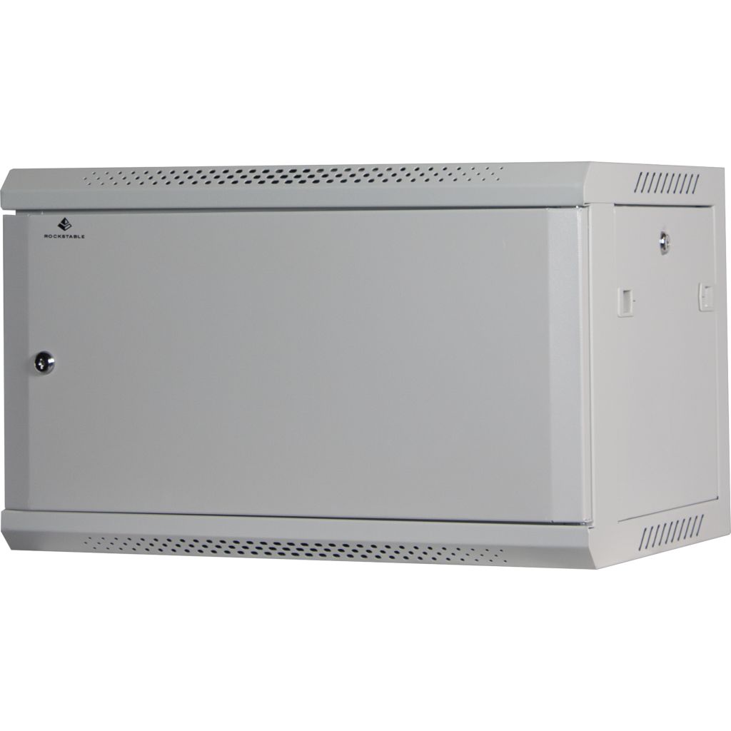 Rockstable 6HE Netzwerkschrank, Serverschrank - 19 Zoll Wandmontage - (BxTxH) 600x440x370mm mit Stahltür - Weiß - Abschließbar - Vormontiert - Traglast 60kg