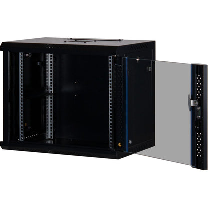 Rockstable 9HE Netzwerkschrank, Serverschrank - 19 Zoll Wandmontage - (BxTxH) 600x440x503mm mit Glastür - Schwarz - Abschließbar - Vormontiert - Traglast 60kg