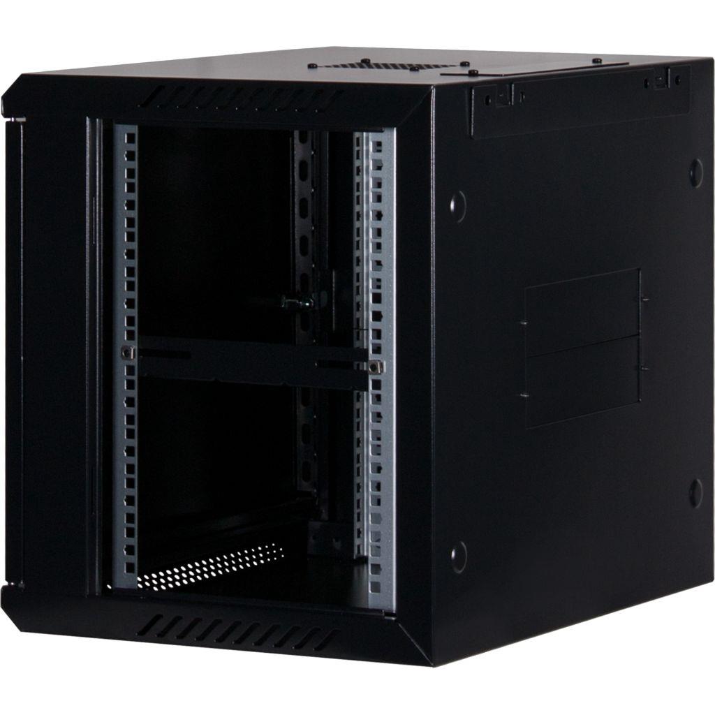 Rockstable 9HE Netzwerkschrank, Serverschrank - 19 Zoll Wandmontage - (BxTxH) 600x440x503mm mit Stahltür - Schwarz - Abschließbar - Vormontiert - Traglast 60kg