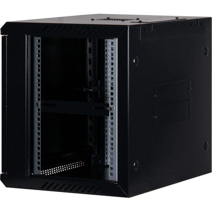 Rockstable 9HE Netzwerkschrank, Serverschrank - 19 Zoll Wandmontage - (BxTxH) 600x440x503mm mit Stahltür - Schwarz - Abschließbar - Vormontiert - Traglast 60kg
