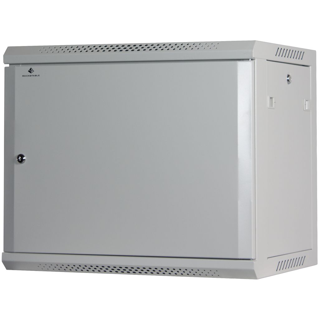 Rockstable 9HE Netzwerkschrank, Serverschrank - 19 Zoll Wandmontage - (BxTxH) 600x440x503mm mit Stahltür - Weiß - Abschließbar - Vormontiert - Traglast 60kg
