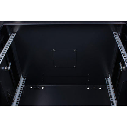 Rockstable 6HE Netzwerkschrank, Serverschrank - 19 Zoll Wandmontage - (BxTxH) 600x440x370mm mit perforierter Tür - Schwarz - Abschließbar - Vormontiert - Traglast 60kg