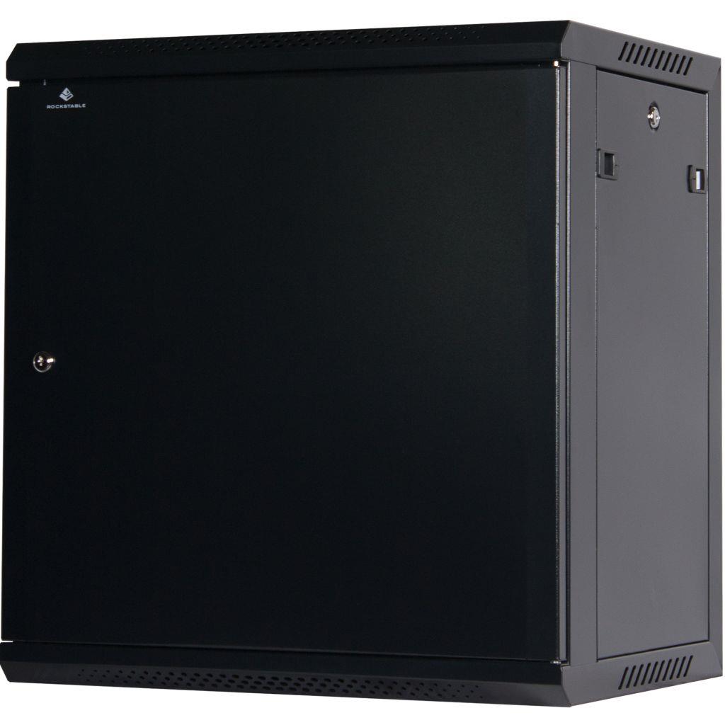 Rockstable 12HE Netzwerkschrank, Serverschrank - 19 Zoll Wandmontage - (BxTxH) 600x440x637mm mit Stahltür - Schwarz - Abschließbar - Vormontiert - Traglast 60kg B-Ware