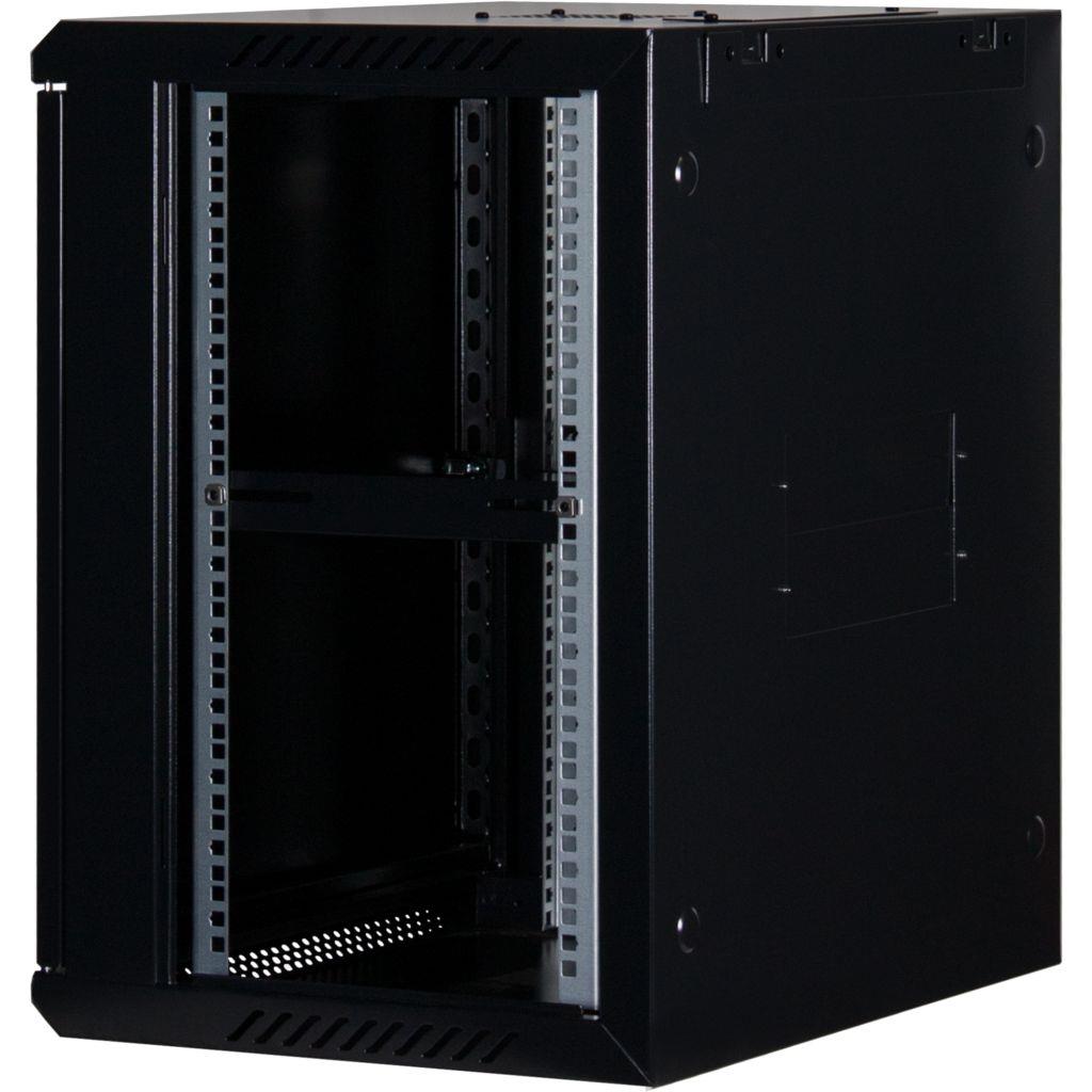 Rockstable 12HE Netzwerkschrank, Serverschrank - 19 Zoll Wandmontage - (BxTxH) 600x440x637mm mit Stahltür - Schwarz - Abschließbar - Vormontiert - Traglast 60kg B-Ware