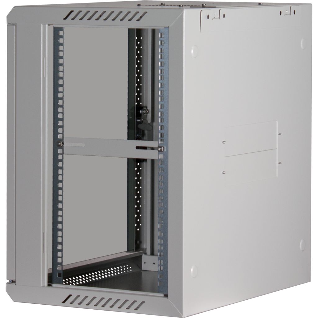 Rockstable 12HE Netzwerkschrank, Serverschrank - 19 Zoll Wandmontage - (BxTxH) 600x440x637mm mit Glastür - Weiß - Abschließbar - Vormontiert - Traglast 60kg