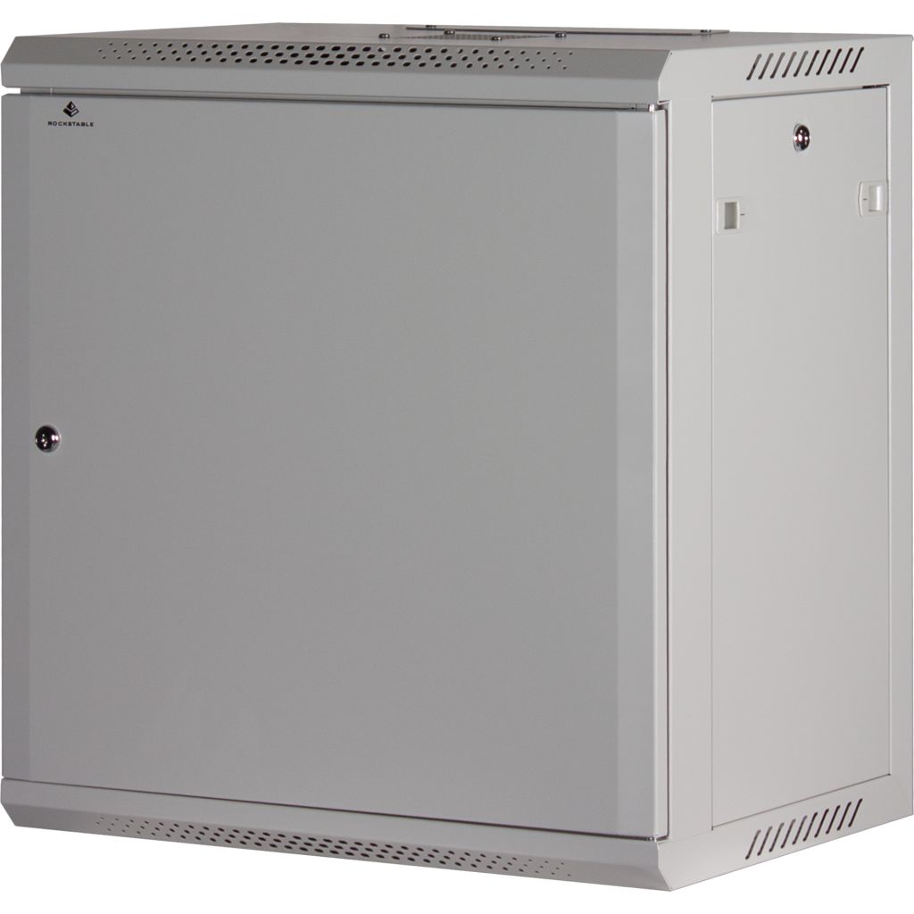 Rockstable 12HE Netzwerkschrank, Serverschrank - 19 Zoll Wandmontage - (BxTxH) 600x440x637mm mit Stahltür - Weiß - Abschließbar - Vormontiert - Traglast 60kg