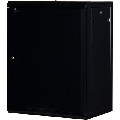 Rockstable 15HE Netzwerkschrank, Serverschrank - 19 Zoll Wandmontage - (BxTxH) 600x440x770mm mit Stahltür - Schwarz - Abschließbar - Vormontiert - Traglast 60kg
