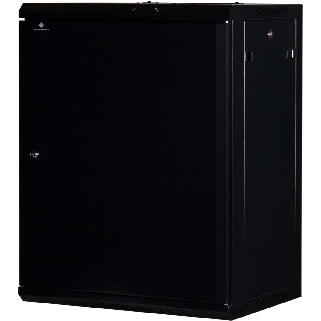 Rockstable 15HE Netzwerkschrank, Serverschrank - 19 Zoll Wandmontage - (BxTxH) 600x440x770mm mit Stahltür - Schwarz - Abschließbar - Vormontiert - Traglast 60kg - RS19-6415S - 4260714310178