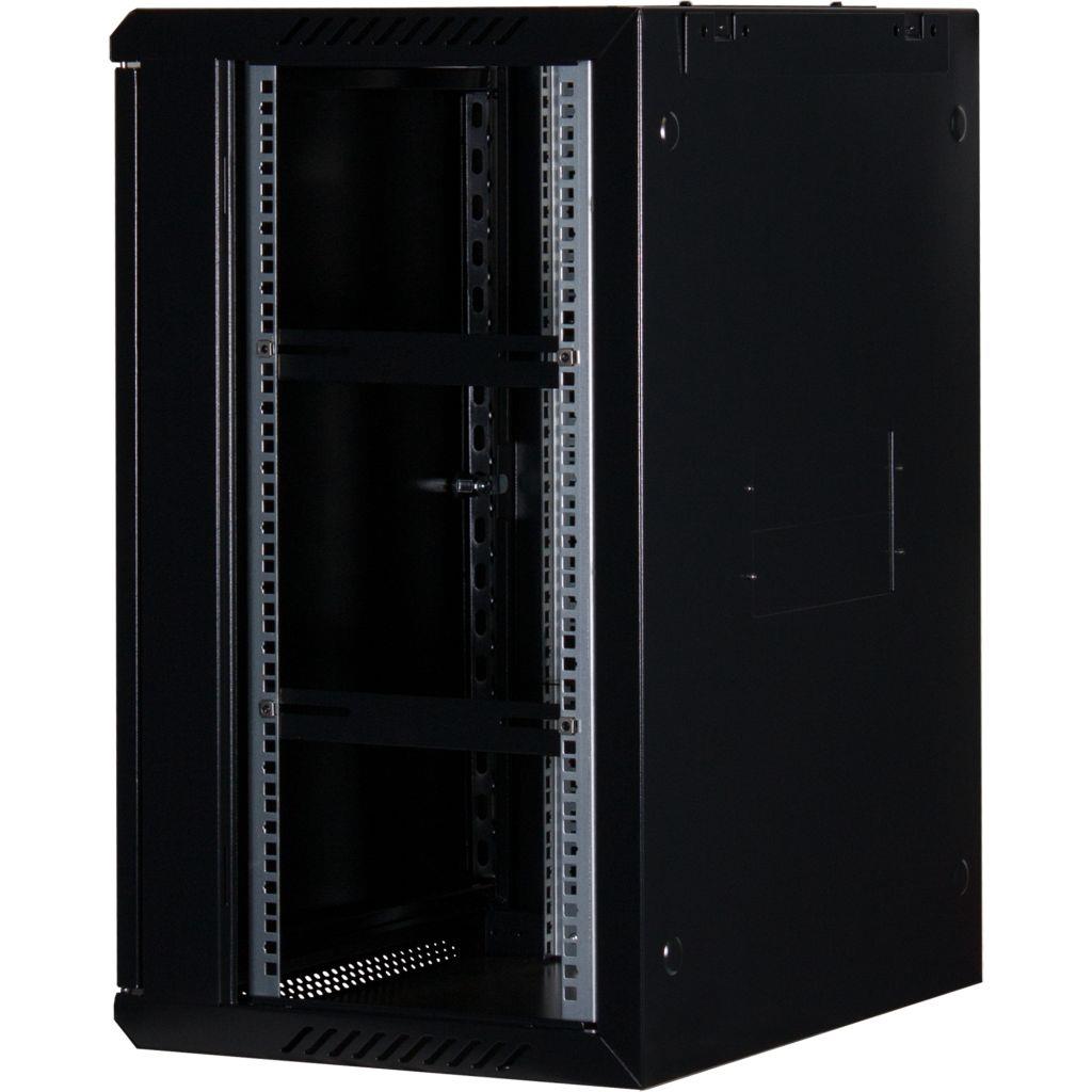 Rockstable 15HE Netzwerkschrank, Serverschrank - 19 Zoll Wandmontage - (BxTxH) 600x440x770mm mit Stahltür - Schwarz - Abschließbar - Vormontiert - Traglast 60kg