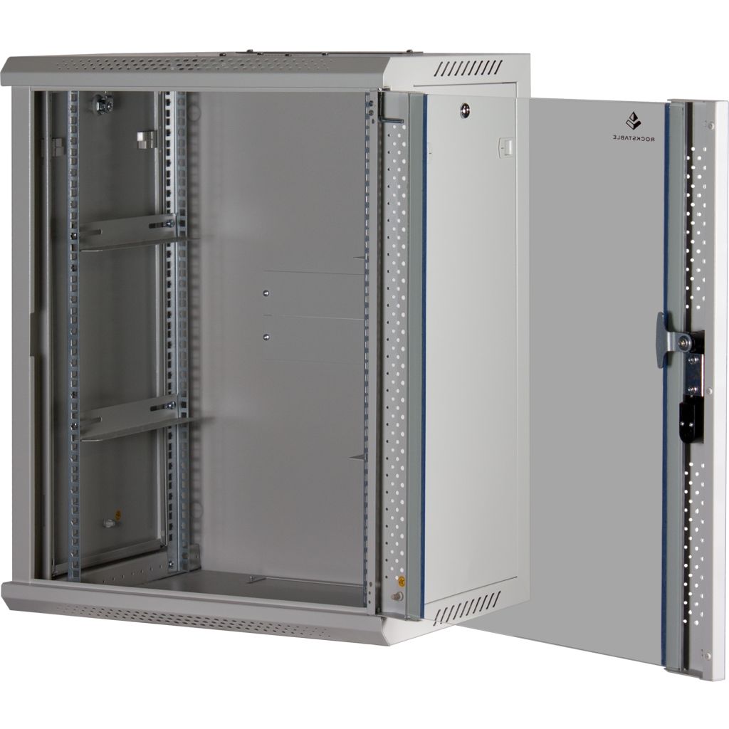 Rockstable 15HE Netzwerkschrank, Serverschrank - 19 Zoll Wandmontage - (BxTxH) 600x440x770mm mit Glastür - Weiß - Abschließbar - Vormontiert - Traglast 60kg