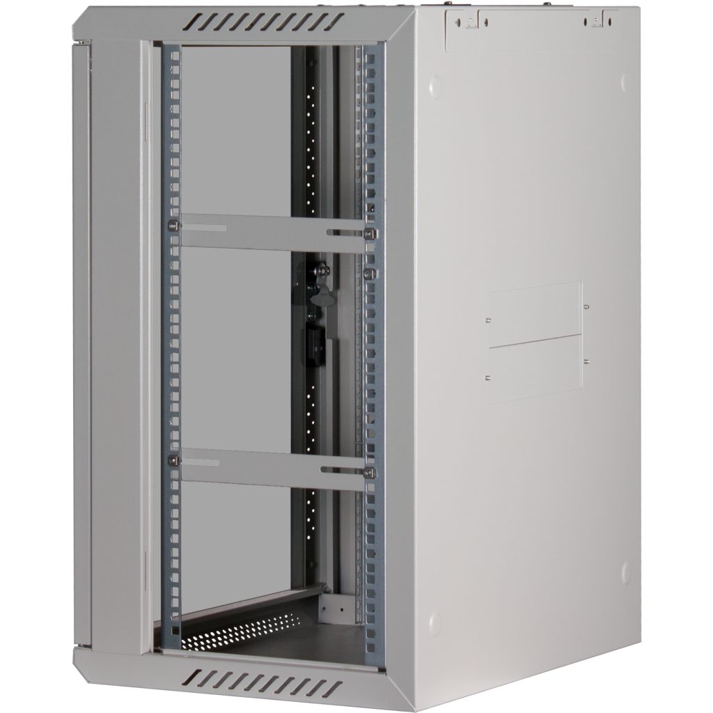 Rockstable 15HE Netzwerkschrank, Serverschrank - 19 Zoll Wandmontage - (BxTxH) 600x440x770mm mit Glastür - Weiß - Abschließbar - Vormontiert - Traglast 60kg