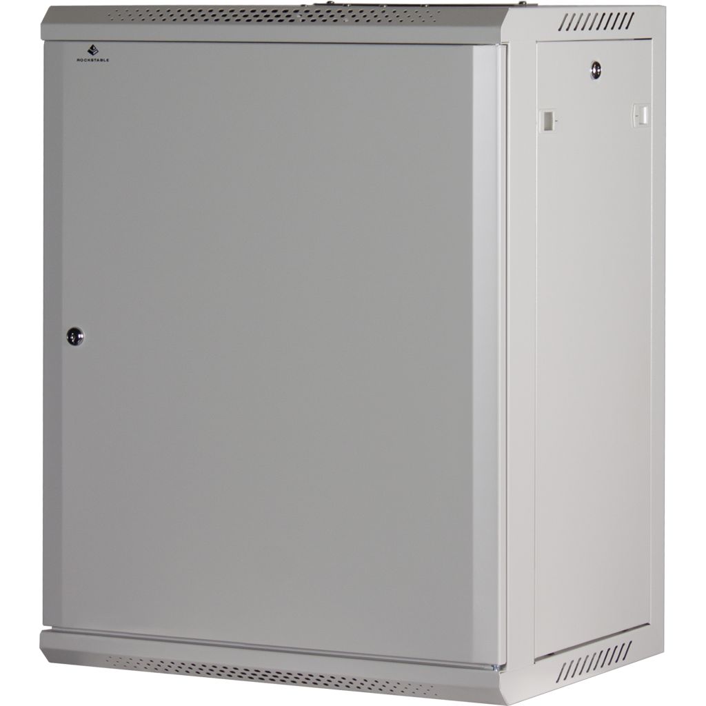 Rockstable 15HE Netzwerkschrank, Serverschrank - 19 Zoll Wandmontage - (BxTxH) 600x440x770mm mit Stahltür - Weiß - Abschließbar - Vormontiert - Traglast 60kg