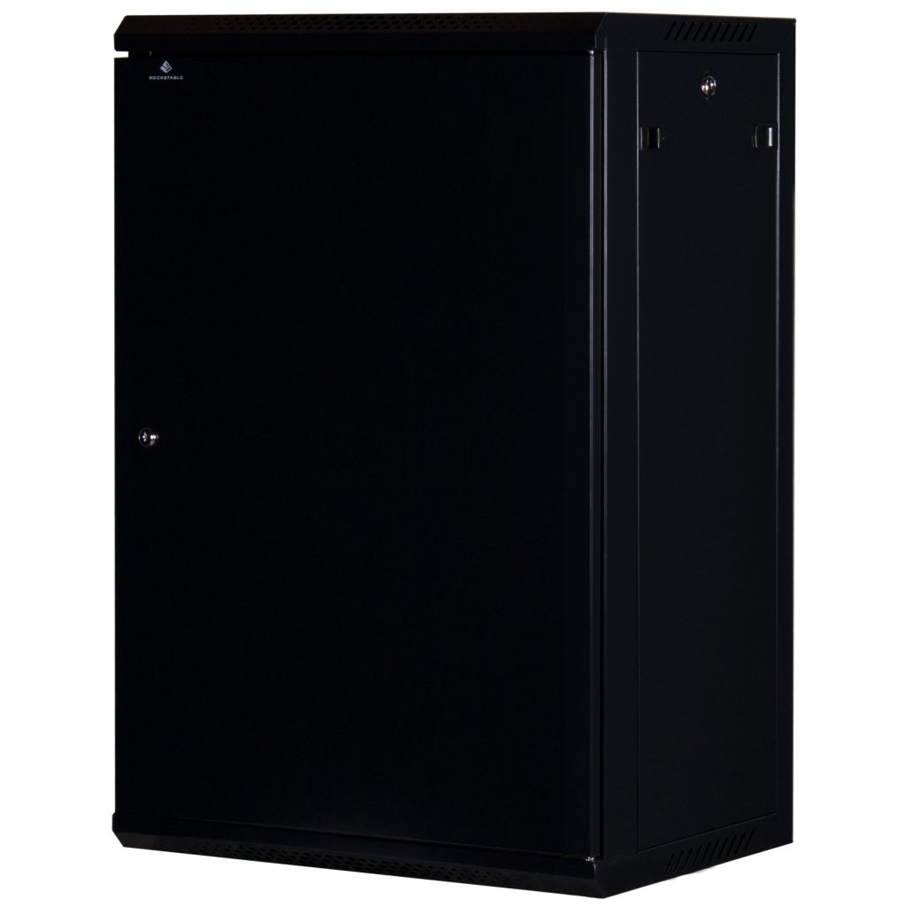 Rockstable 18HE Netzwerkschrank, Serverschrank - 19 Zoll Wandmontage - (BxTxH) 600x440x900mm mit Stahltür - Schwarz - Abschließbar - Vormontiert - Traglast 60kg - RS19-6418S - 4260714310192