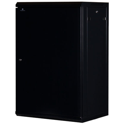 Rockstable 18HE Netzwerkschrank, Serverschrank - 19 Zoll Wandmontage - (BxTxH) 600x440x900mm mit Stahltür - Schwarz - Abschließbar - Vormontiert - Traglast 60kg - RS19-6418S - 4260714310192