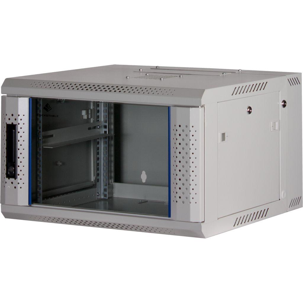 Rockstable 6HE Netzwerkschrank, Serverschrank - 19 Zoll Wandmontage - (BxTxH) 600x600x370mm mit Glastür - Weiß - Abschließbar - Vormontiert - Traglast 60kg