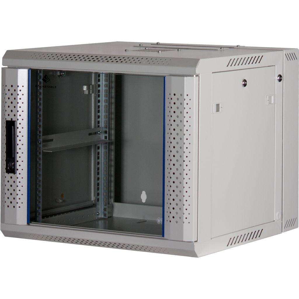 Rockstable 9HE Netzwerkschrank, Serverschrank - 19 Zoll Wandmontage - (BxTxH) 600x600x503mm mit Glastür - Weiß - Abschließbar - Vormontiert - Traglast 60kg