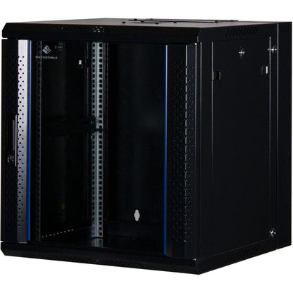 Rockstable 12HE Netzwerkschrank, Serverschrank - 19 Zoll Wandmontage - (BxTxH) 600x600x637mm mit Glastür - Schwarz - Abschließbar - Vormontiert - Traglast 60kg