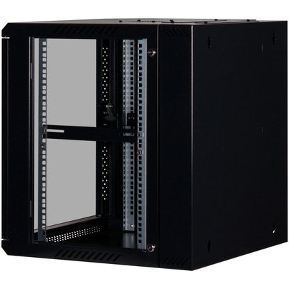 Rockstable 12HE Netzwerkschrank, Serverschrank - 19 Zoll Wandmontage - (BxTxH) 600x600x637mm mit Glastür - Schwarz - Abschließbar - Vormontiert - Traglast 60kg