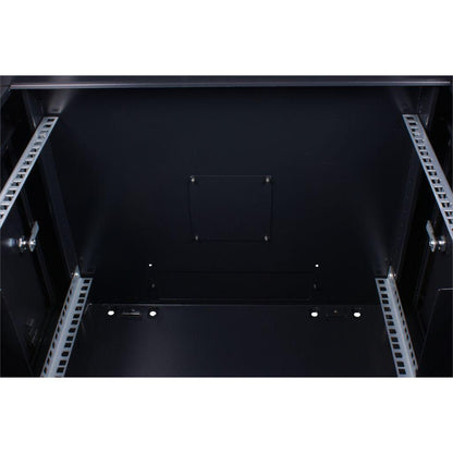 Rockstable 12HE Netzwerkschrank, Serverschrank - 19 Zoll Wandmontage - (BxTxH) 600x600x637mm mit Glastür - Schwarz - Abschließbar - Vormontiert - Traglast 60kg