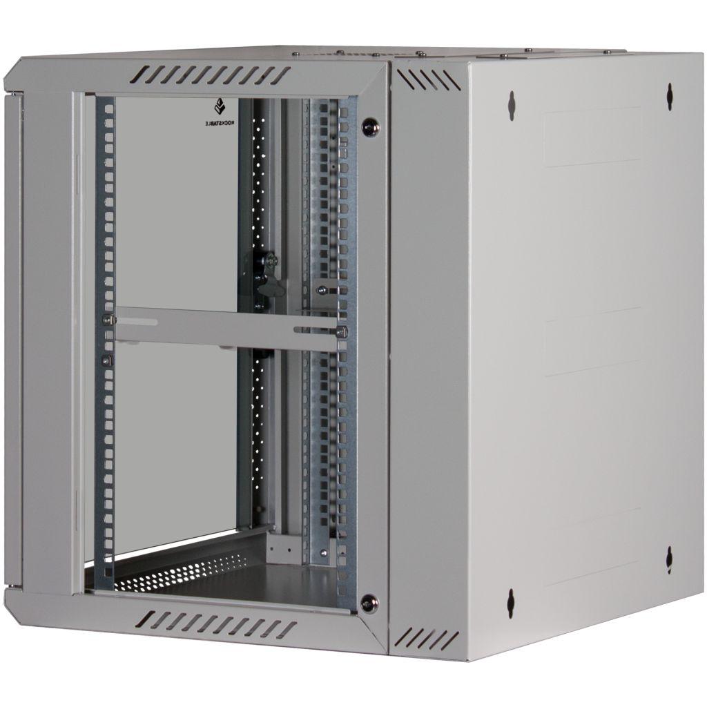 Rockstable 12HE Netzwerkschrank, Serverschrank - 19 Zoll Wandmontage - (BxTxH) 600x600x637mm mit Glastür - Weiß - Abschließbar - Vormontiert - Traglast 60kg