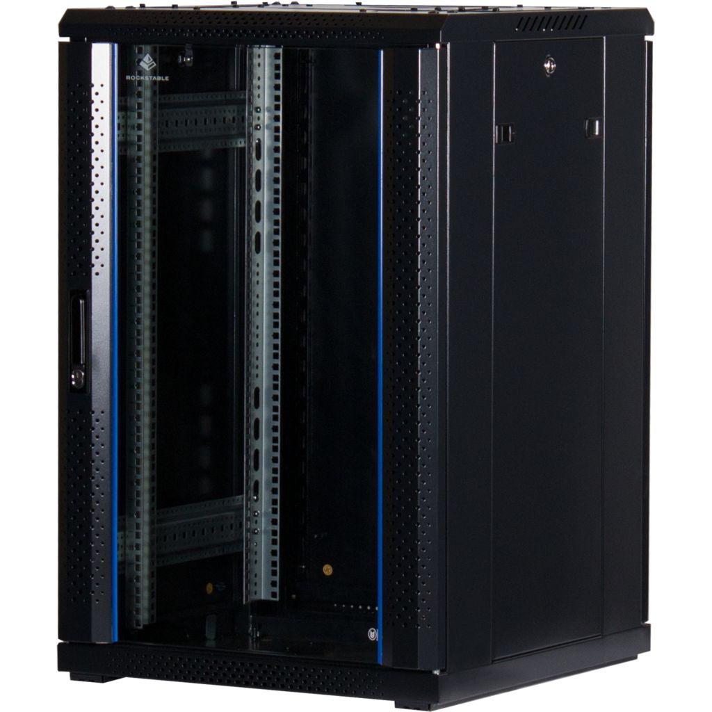Rockstable 19 Zoll Serverschrank | Netzwerkschrank  18HE 600x600x900mm (BxTxH) | RS19-6618 | Glastür