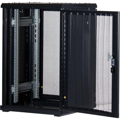 Rockstable 18HE 19 Zoll Serverschrank Netzwerkschrank (BxTxH) 600x600x900mm mit Gitternetztüren - Türanschlag wechselbar - Türen und Seitenwände abnehmbar und verschließbar - Schwarz (RAL 9005)