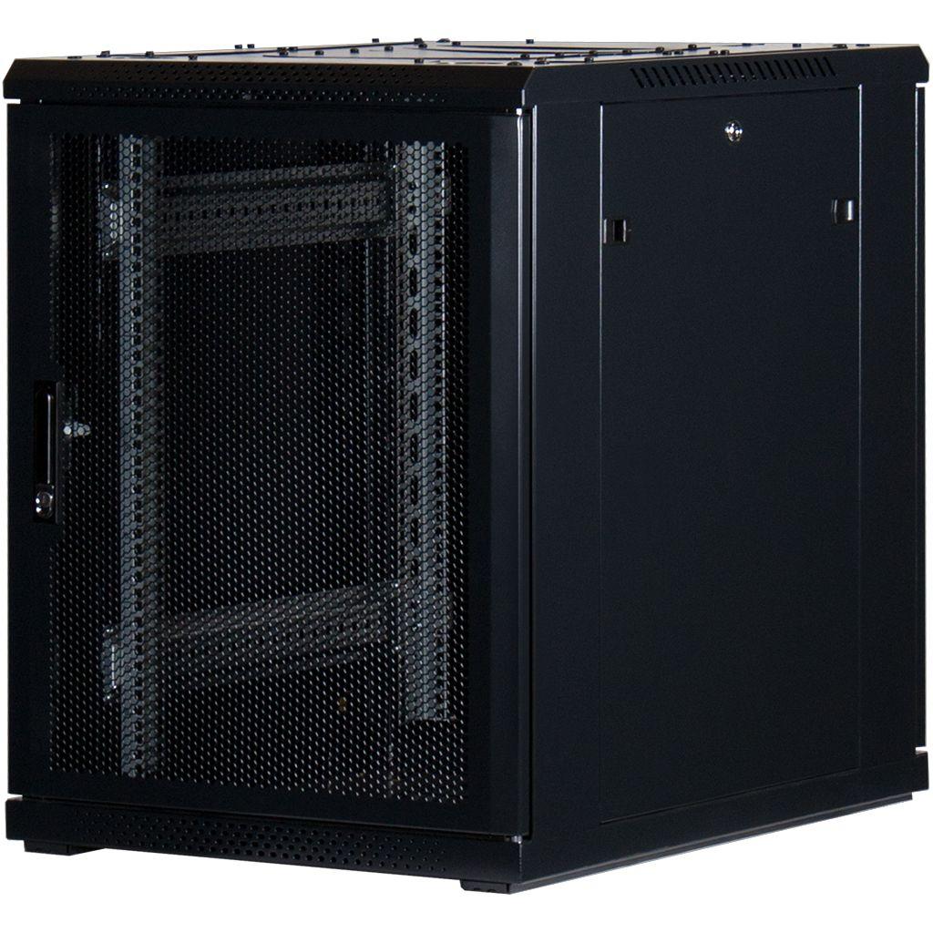 Rockstable 15HE 19 Zoll Serverschrank Netzwerkschrank mit perforierten Türen - Schwarz - Brocon Shop
