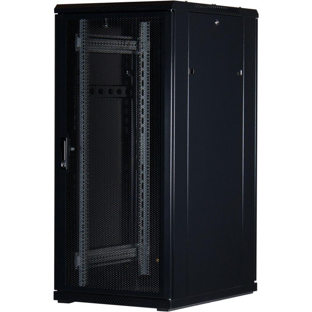 Rockstable 27HE 19 Zoll Serverschrank Netzwerkschrank mit perforierten Türen - Schwarz - Brocon Shop