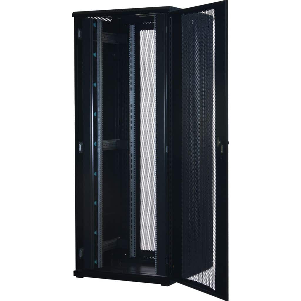 Rockstable 19 Zoll Serverschrank | Netzwerkschrank 42HE 800x800x2000mm (BxTxH) | RS19-8842PD | perforierte Tür - RS19-8842PD - 4260714310925