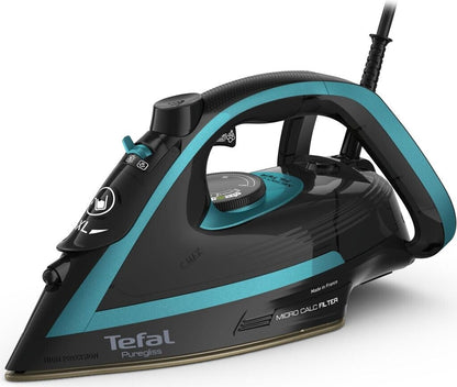 TEFAL Puregliss FV8066 - Trocken- & Dampfbügeleisen - Durilium AirGlide Autoclean soleplate - 2 m - 280 g/min - Schwarz - Blau - 50 g/min