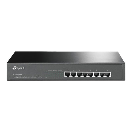 TP-LINK TL-SG1008MP Switch with 8 Gigabit Ethernet ports and PoE features.