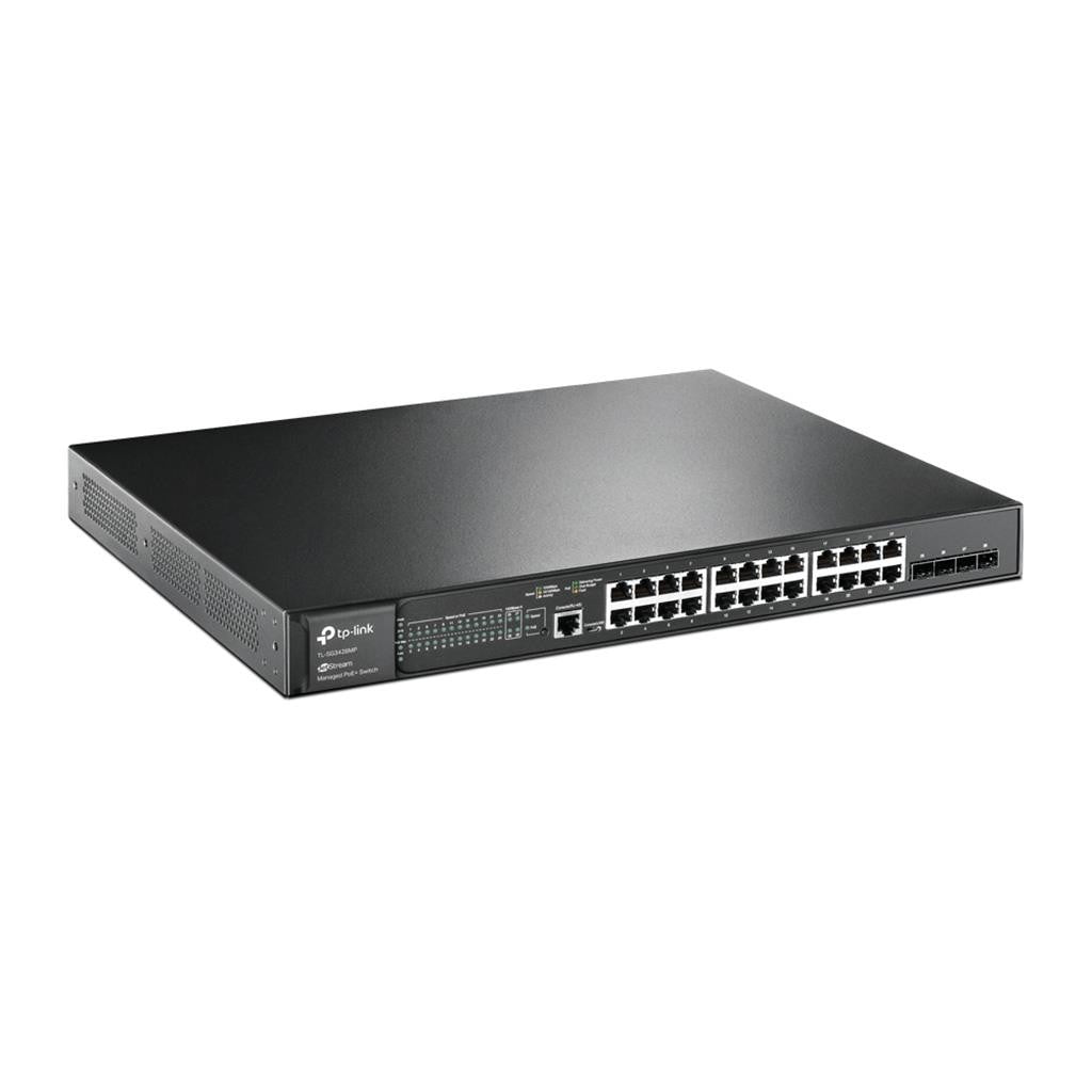 TP-LINK JetStream -28-Port-Gigabit-L2-Managed-Switch mit 24 PoE+-Ports - Managed - L2+ - Gigabit Ethernet (10/100/1000) - Power over Ethernet (PoE) - Rack-Einbau - 1U