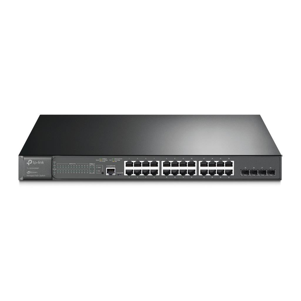 TP-LINK JetStream -28-Port-Gigabit-L2-Managed-Switch mit 24 PoE+-Ports - Managed - L2+ - Gigabit Ethernet (10/100/1000) - Power over Ethernet (PoE) - Rack-Einbau - 1U